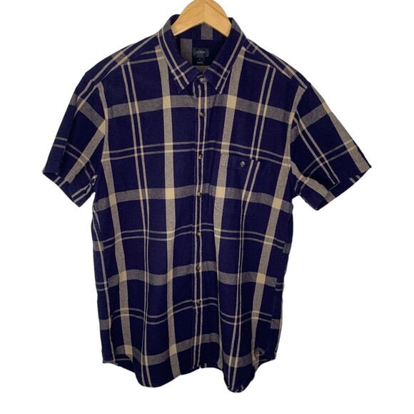 J Crew mens short sleeve plaid button down shirt large - Picture 1 of 7
